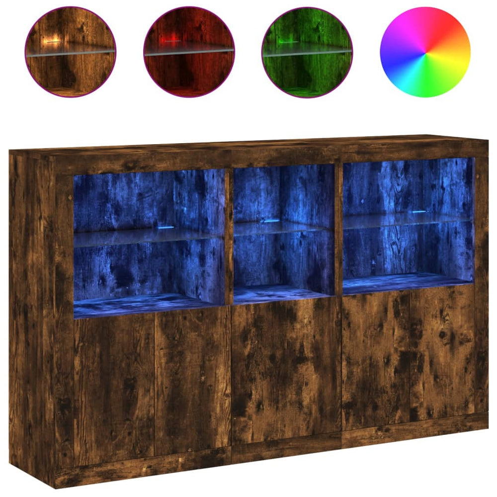 Sideboard mit LED-Leuchten Räuchereiche 162 cm
