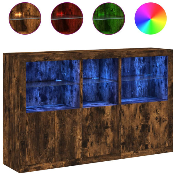 Sideboard mit LED-Leuchten Räuchereiche 162 cm
