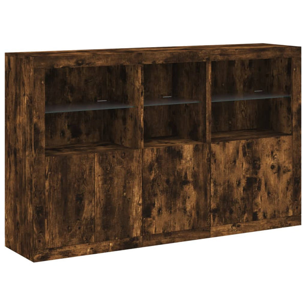 Sideboard mit LED-Leuchten Räuchereiche 162 cm