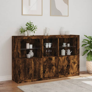 Sideboard mit LED-Leuchten Räuchereiche 162 cm
