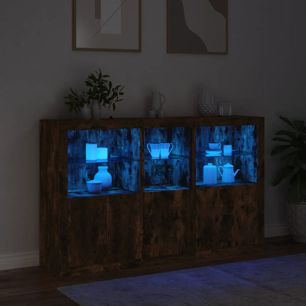 Sideboard mit LED-Leuchten Räuchereiche 162 cm