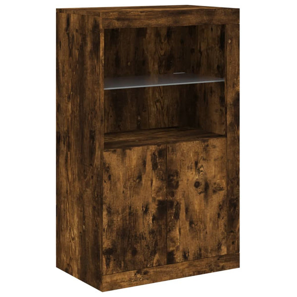 Sideboard mit LED-Leuchten Räuchereiche 162 cm