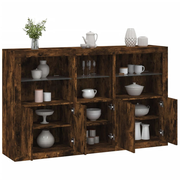 Sideboard mit LED-Leuchten Räuchereiche 162 cm