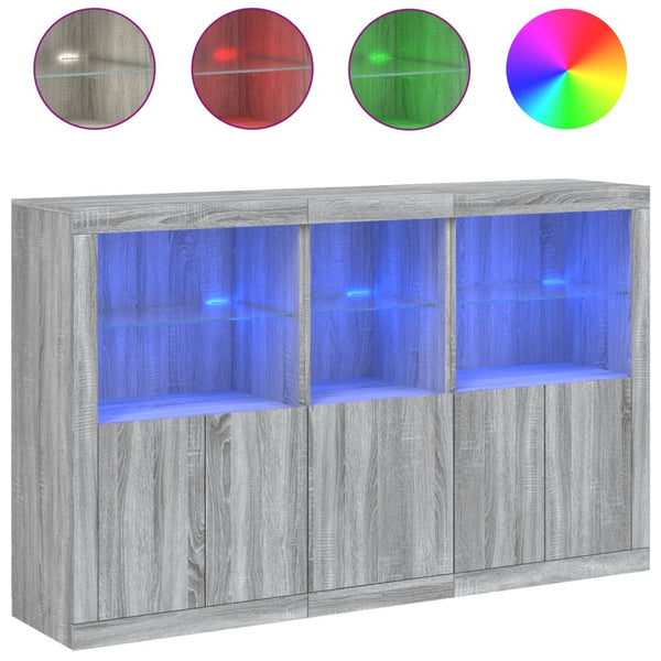 Sideboard mit LED Grau Sonoma 162 cm