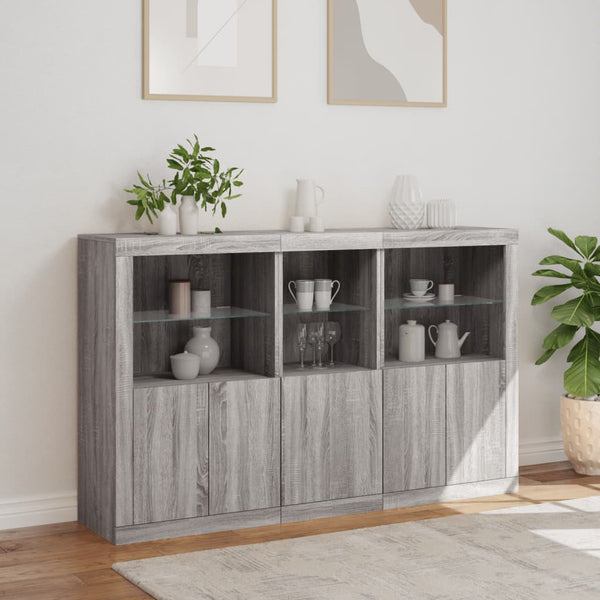 Sideboard mit LED Grau Sonoma 162 cm