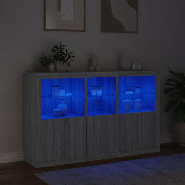 Sideboard mit LED Grau Sonoma 162 cm