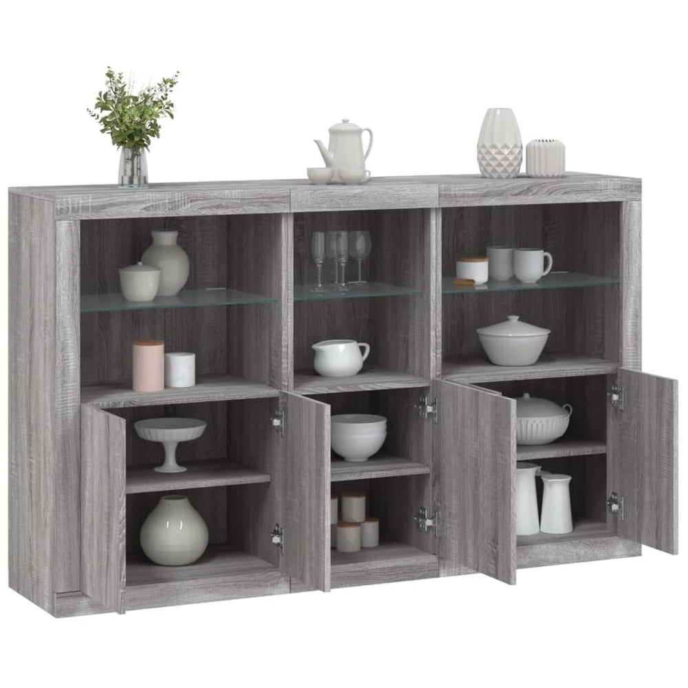 Sideboard mit LED Grau Sonoma 162 cm