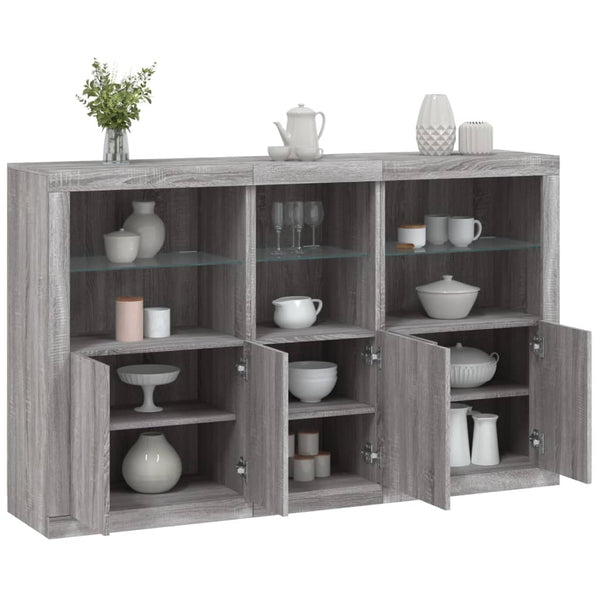 Sideboard mit LED Grau Sonoma 162 cm