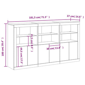 Sideboard mit LED-Leuchten, Weiß, 181,5 cm