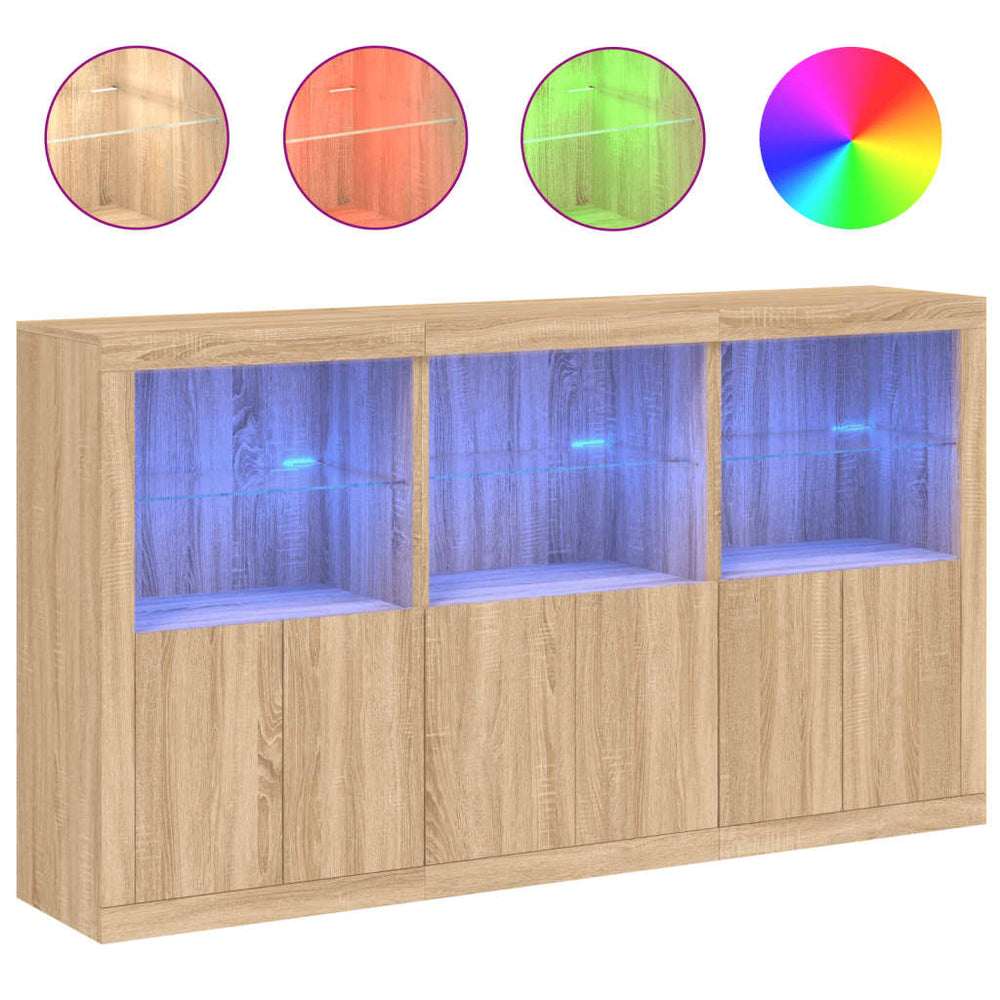 Sideboard Sonoma-Eiche mit LED-Leuchten, 181,5 cm