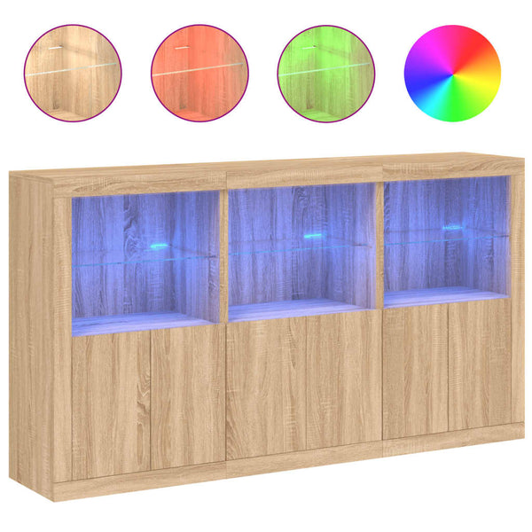 Sideboard Sonoma-Eiche mit LED-Leuchten, 181,5 cm