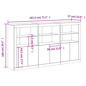 Sideboard Sonoma-Eiche mit LED-Leuchten, 181,5 cm