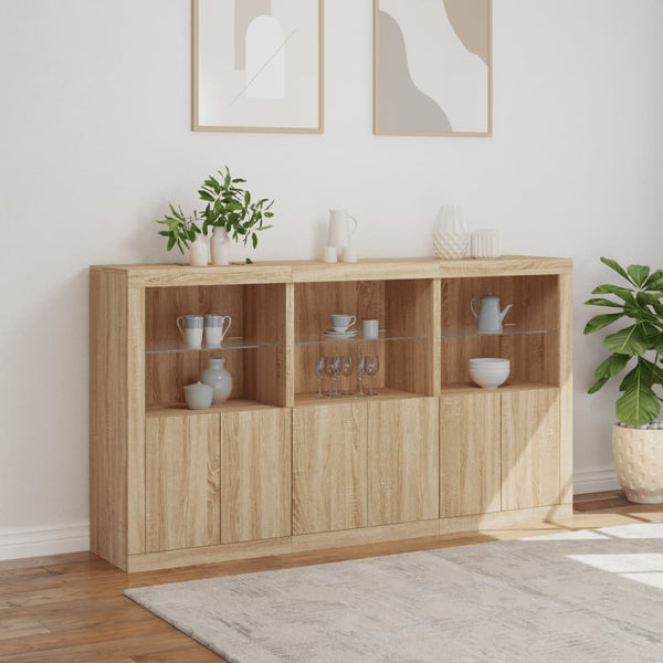 Sideboard Sonoma-Eiche mit LED-Leuchten, 181,5 cm