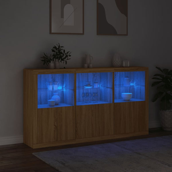 Sideboard Sonoma-Eiche mit LED-Leuchten, 181,5 cm