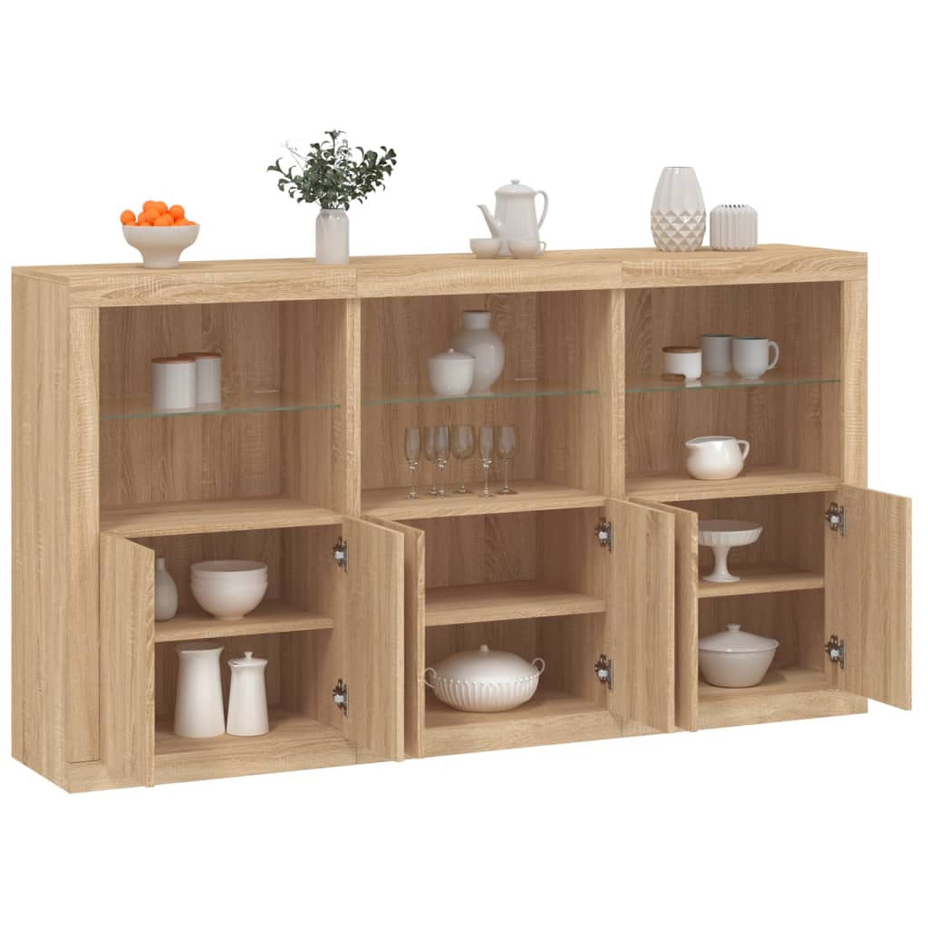 Sideboard Sonoma-Eiche mit LED-Leuchten, 181,5 cm