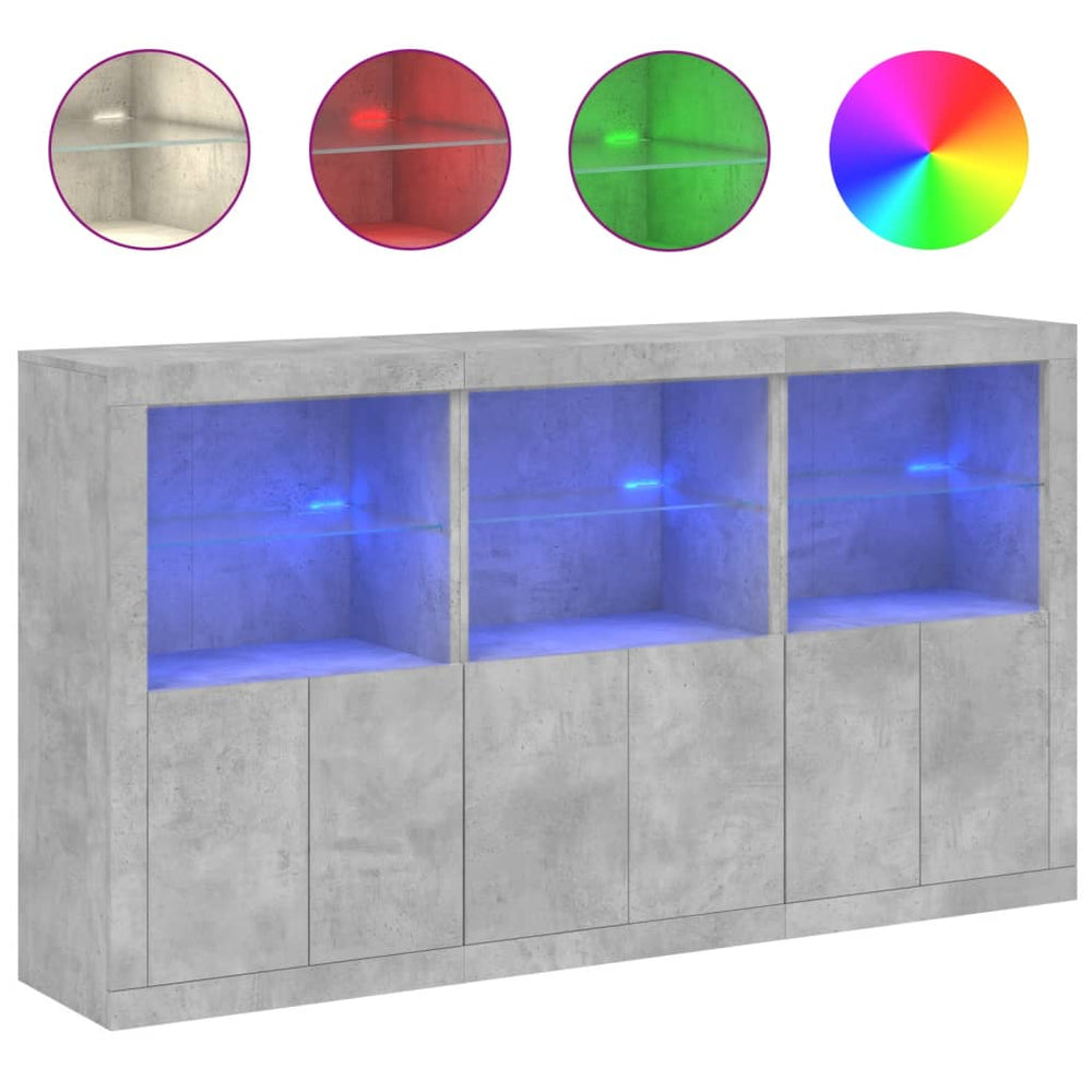Sideboard mit LED Betongrau 181,5 cm