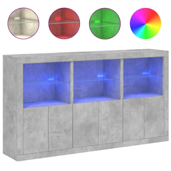 Sideboard mit LED Betongrau 181,5 cm