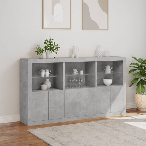 Sideboard mit LED Betongrau 181,5 cm