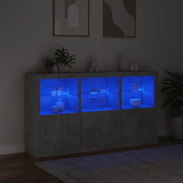 Sideboard mit LED Betongrau 181,5 cm