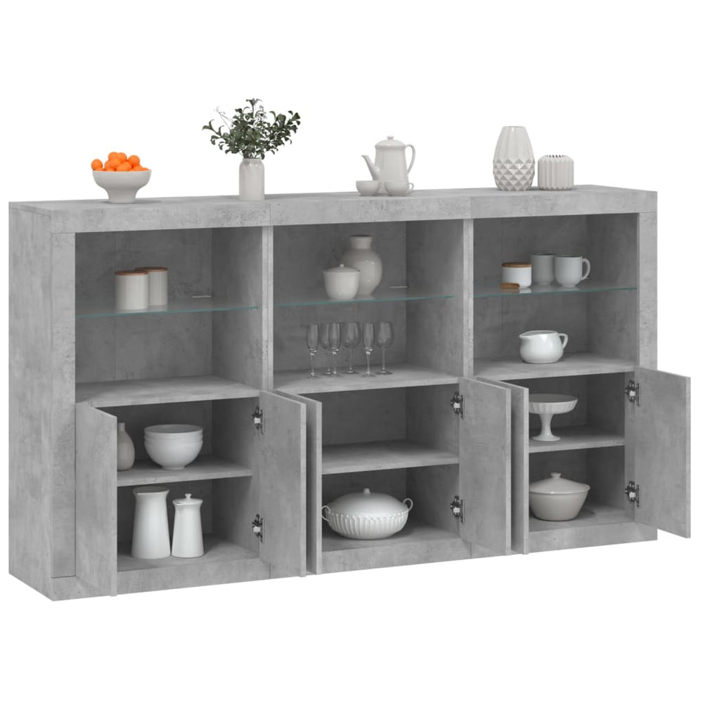 Sideboard mit LED Betongrau 181,5 cm