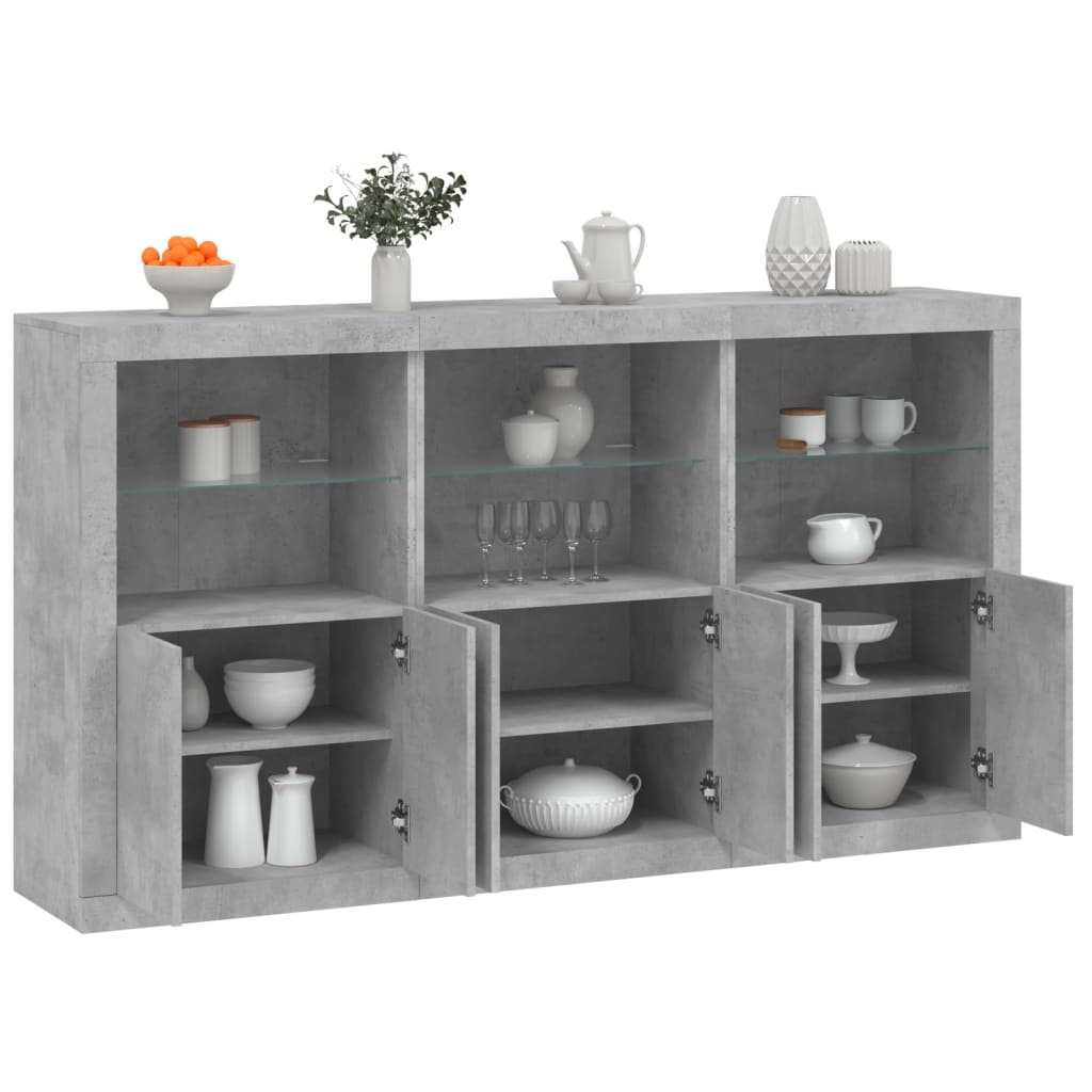 Sideboard mit LED Betongrau 181,5 cm
