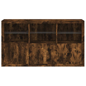 Sideboard mit LED-Leuchten, Räuchereiche, 181,5 cm