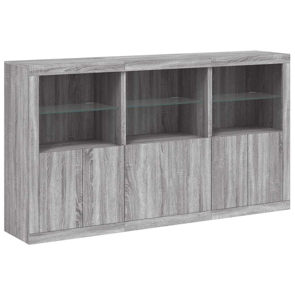 Sideboard Grau Sonoma mit LED-Leuchten 181,5 cm