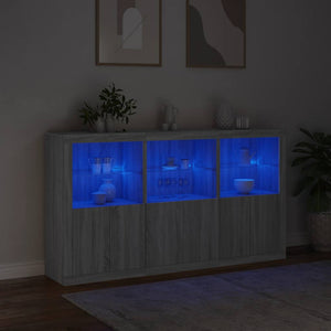 Sideboard Grau Sonoma mit LED-Leuchten 181,5 cm