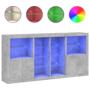 Sideboard mit LED Betongrau 202x37x100 cm