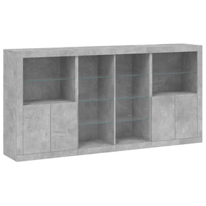 Sideboard mit LED Betongrau 202x37x100 cm