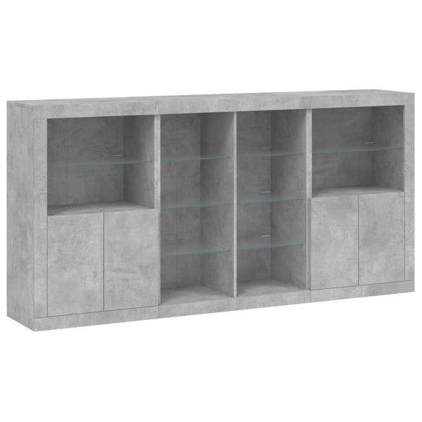 Sideboard mit LED Betongrau 202x37x100 cm