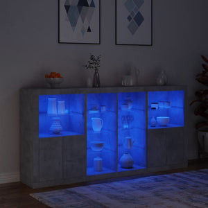 Sideboard mit LED Betongrau 202x37x100 cm