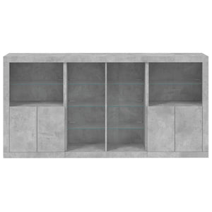 Sideboard mit LED Betongrau 202x37x100 cm