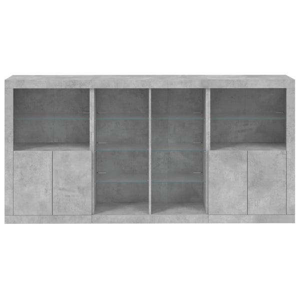 Sideboard mit LED Betongrau 202x37x100 cm