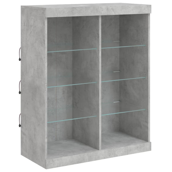 Sideboard mit LED Betongrau 202x37x100 cm