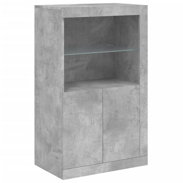 Sideboard mit LED Betongrau 202x37x100 cm