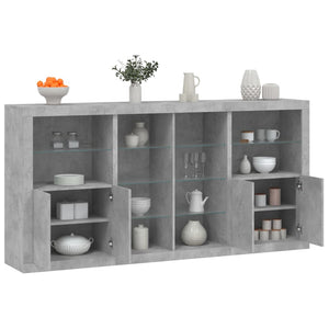 Sideboard mit LED Betongrau 202x37x100 cm