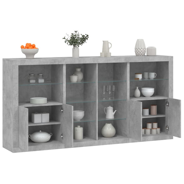 Sideboard mit LED Betongrau 202x37x100 cm