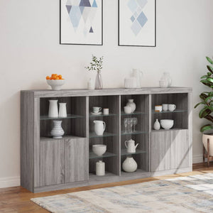 Sideboard Grau Sonoma mit LED 202x37x100 cm