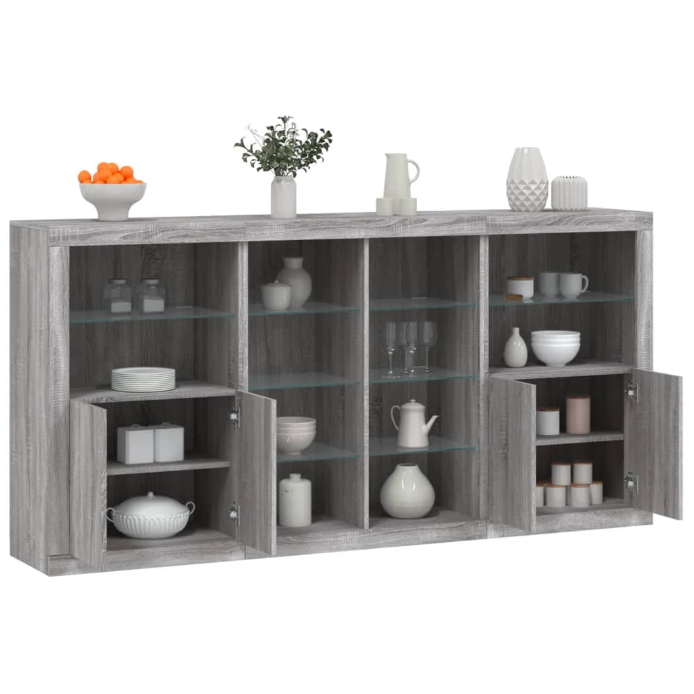 Sideboard Grau Sonoma mit LED 202x37x100 cm