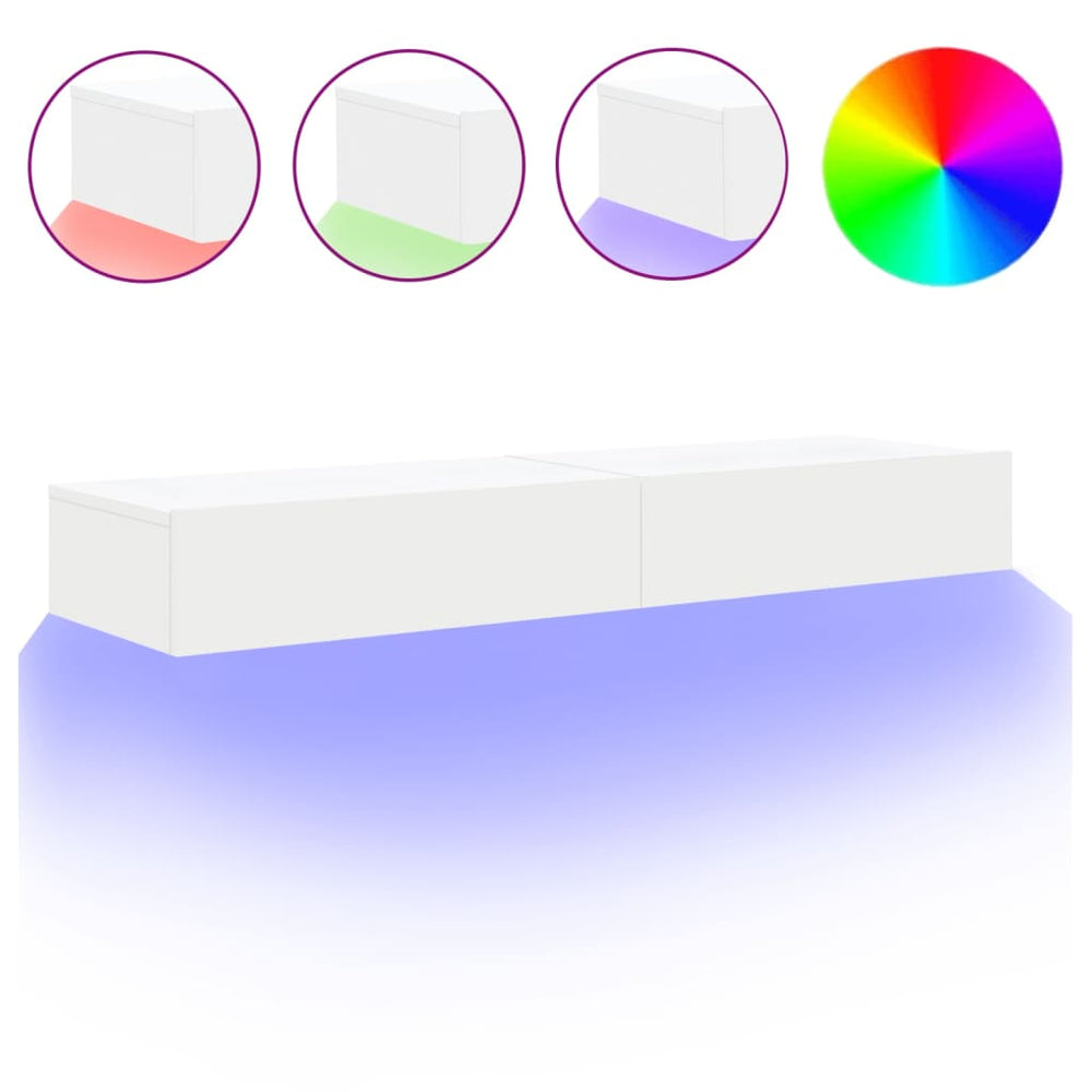vidaXL Meubles TV avec lumières LED 2 pcs Blanc 60x35x15,5 cm
