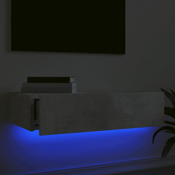 Meuble TV vidaXL avec lumières LED gris béton 60x35x15,5 cm