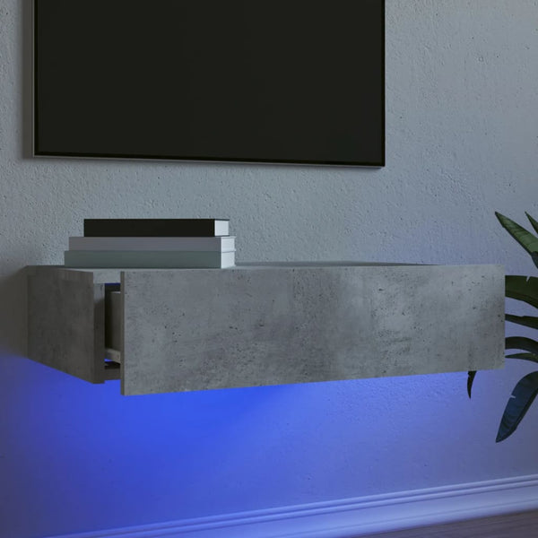 Meuble TV vidaXL avec lumières LED gris béton 60x35x15,5 cm