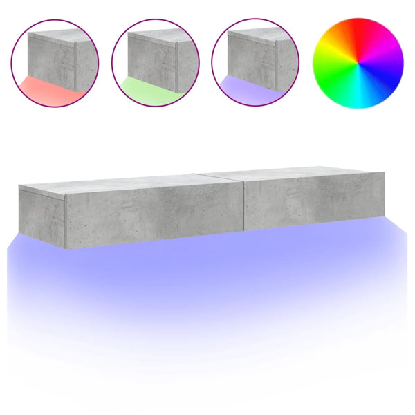 TV-Schränke mit LED Betongrau 2er-Set