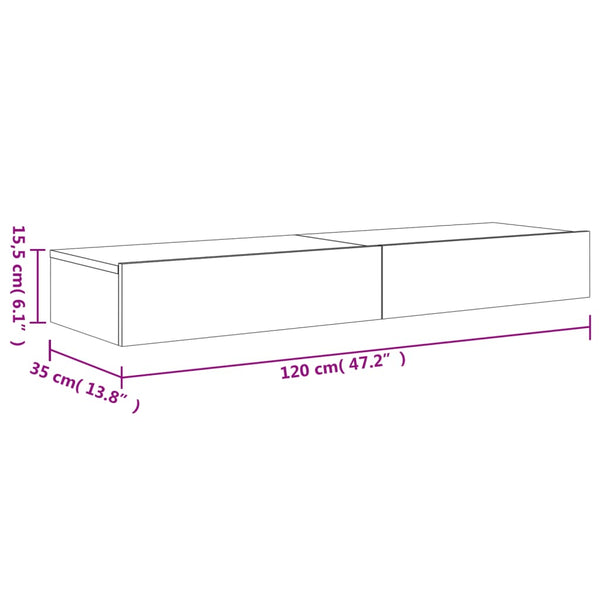 TV-Schränke mit LED Betongrau 2er-Set