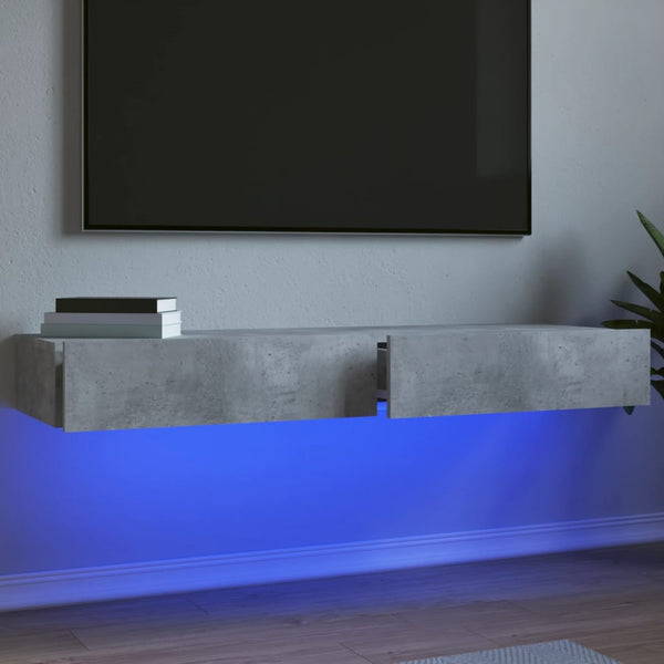 TV-Schränke mit LED Betongrau 2er-Set