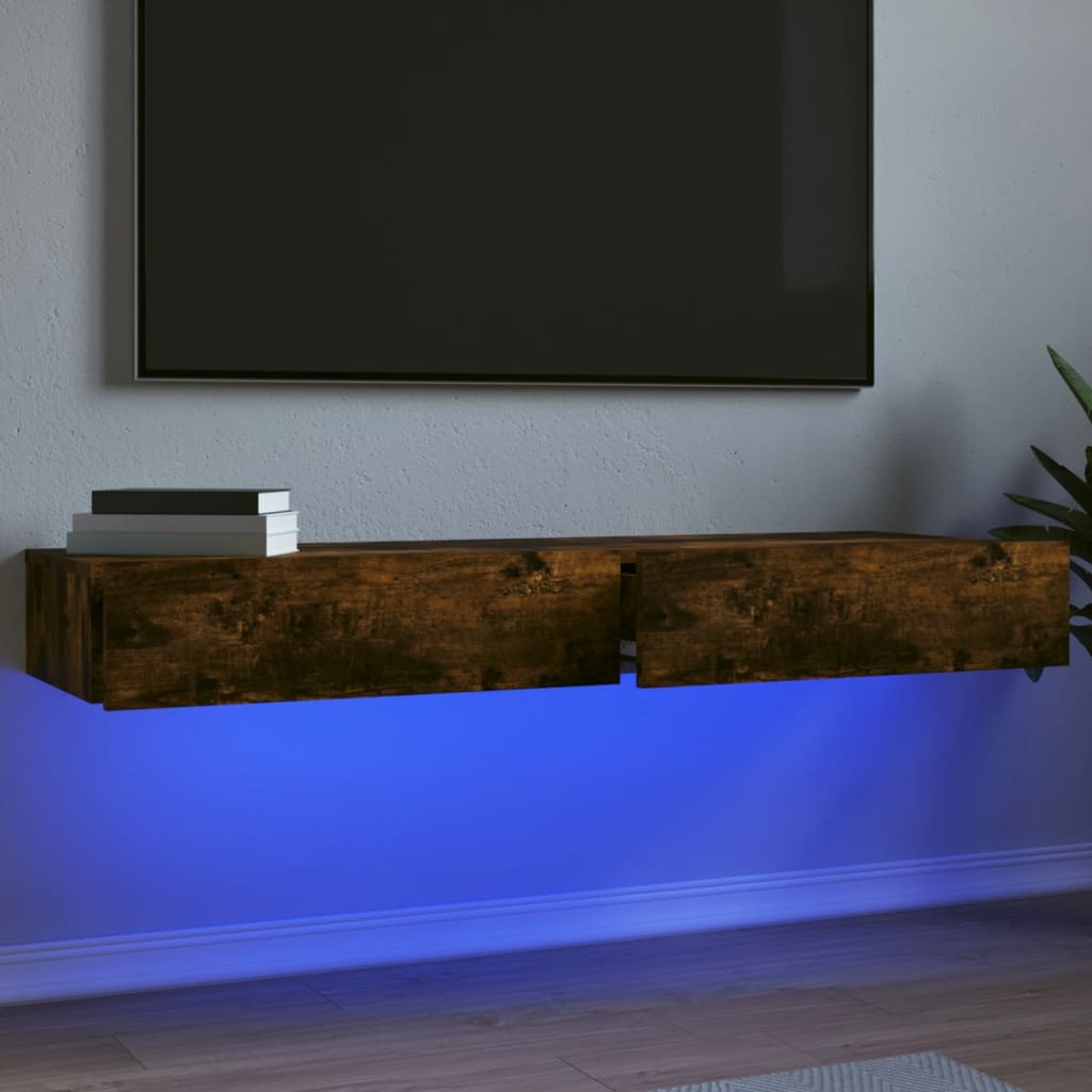 TV-Schränke mit LED Räuchereiche 60x35x15,5cm, 2er-Set