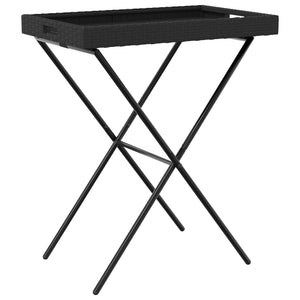 Klappbarer Tabletttisch Schwarz Poly Rattan 65x40x75 cm
