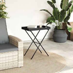 Klappbarer Tabletttisch Schwarz Poly Rattan 65x40x75 cm