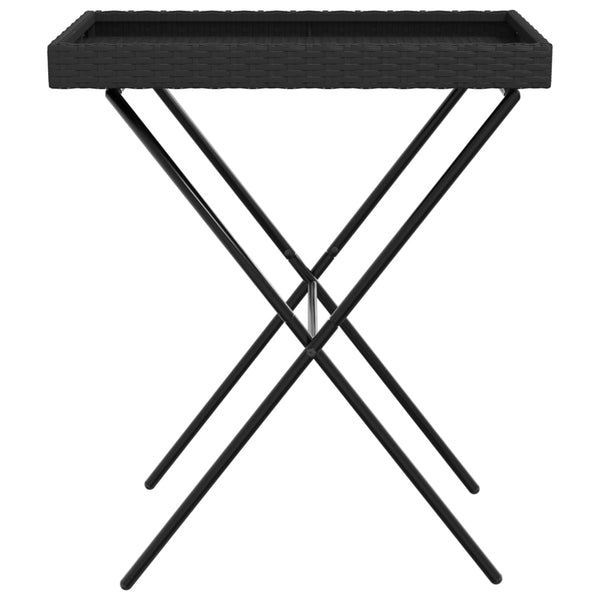 Klappbarer Tabletttisch Schwarz Poly Rattan 65x40x75 cm